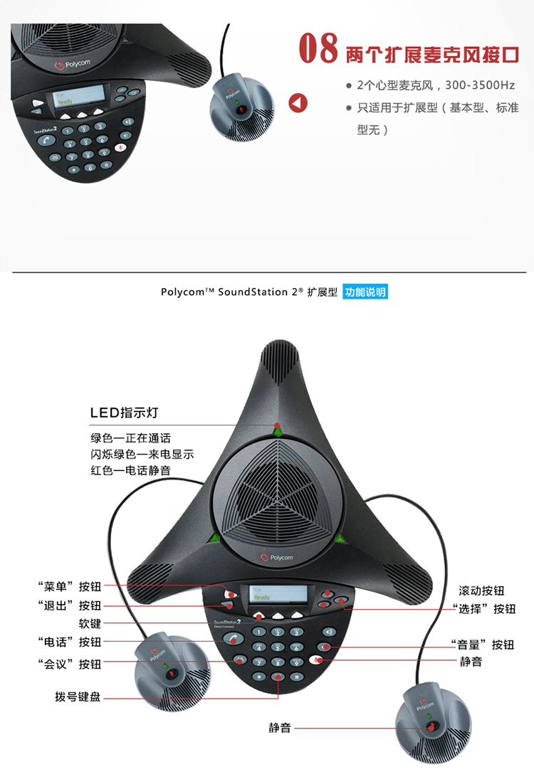 寶利通Polycom SoundStation 2EX擴(kuò)展型